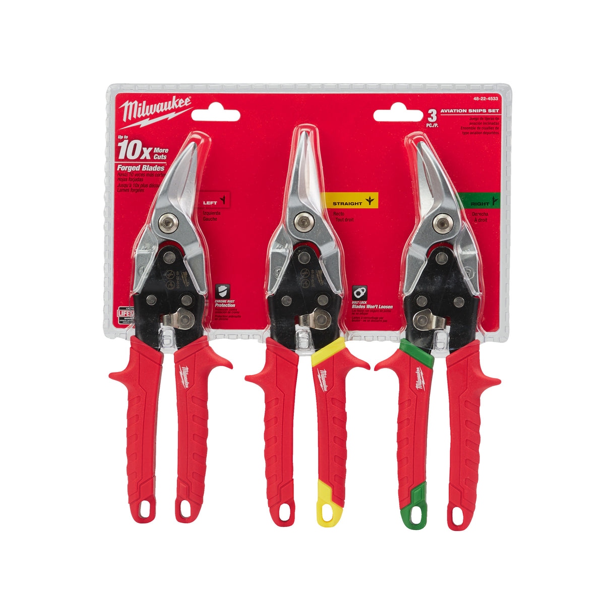 Milwaukee Set 3 foarfeci pentru tablă 48224533