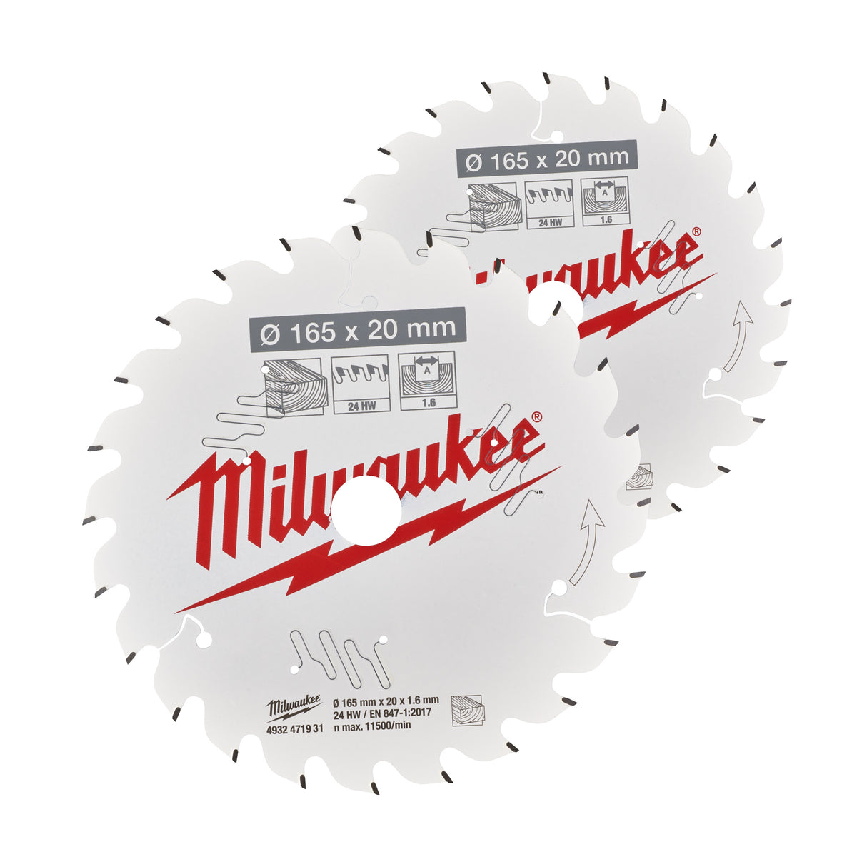 Milwaukee Set 2 pânze circular 165x20x40t/40t 4932492433