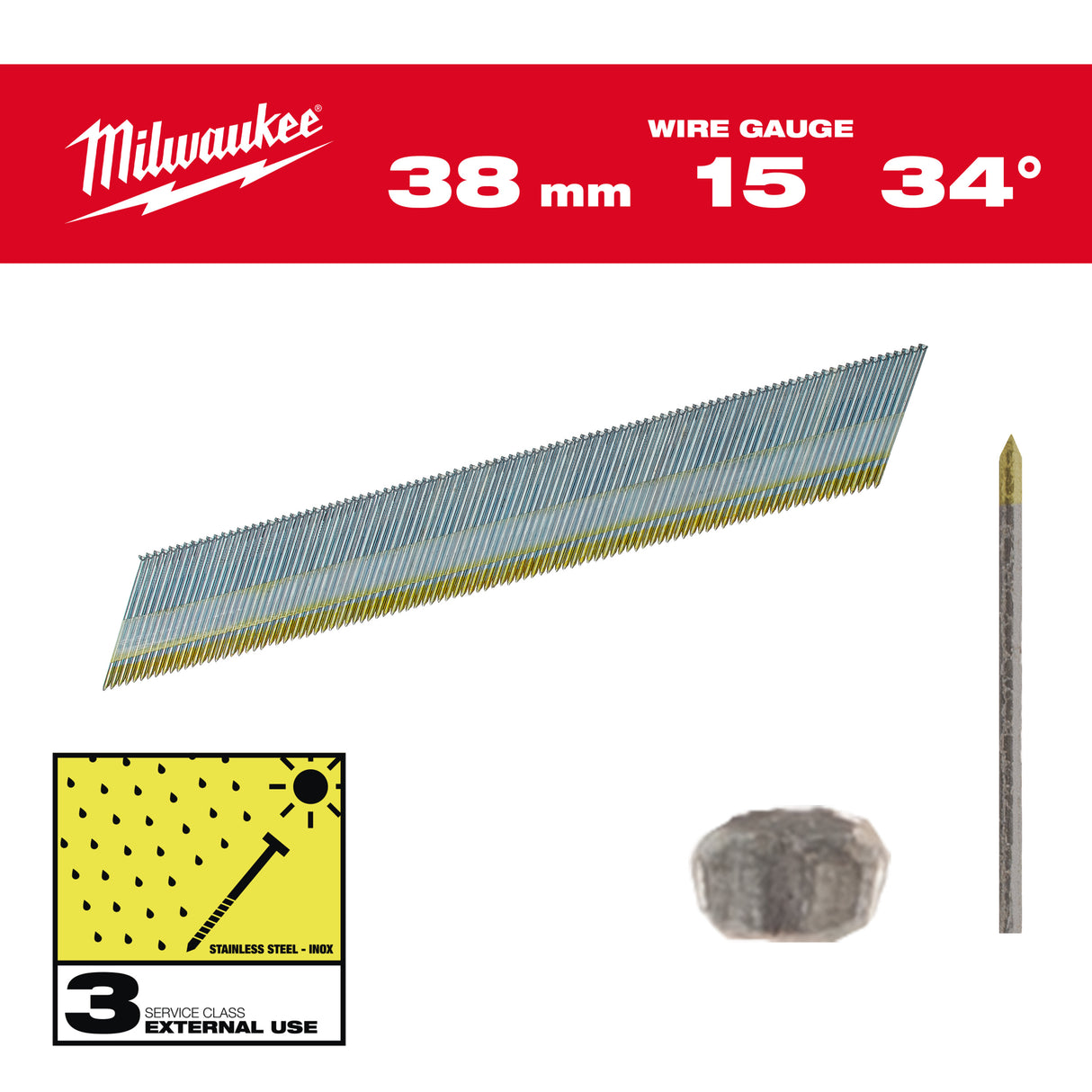 CUIE INOX 15G, 34, 38MM, 2.500 BUCĂȚI 4932492579