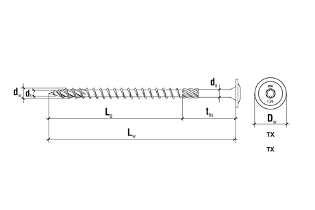 WKCP - Holzsurub cu cap plat TX