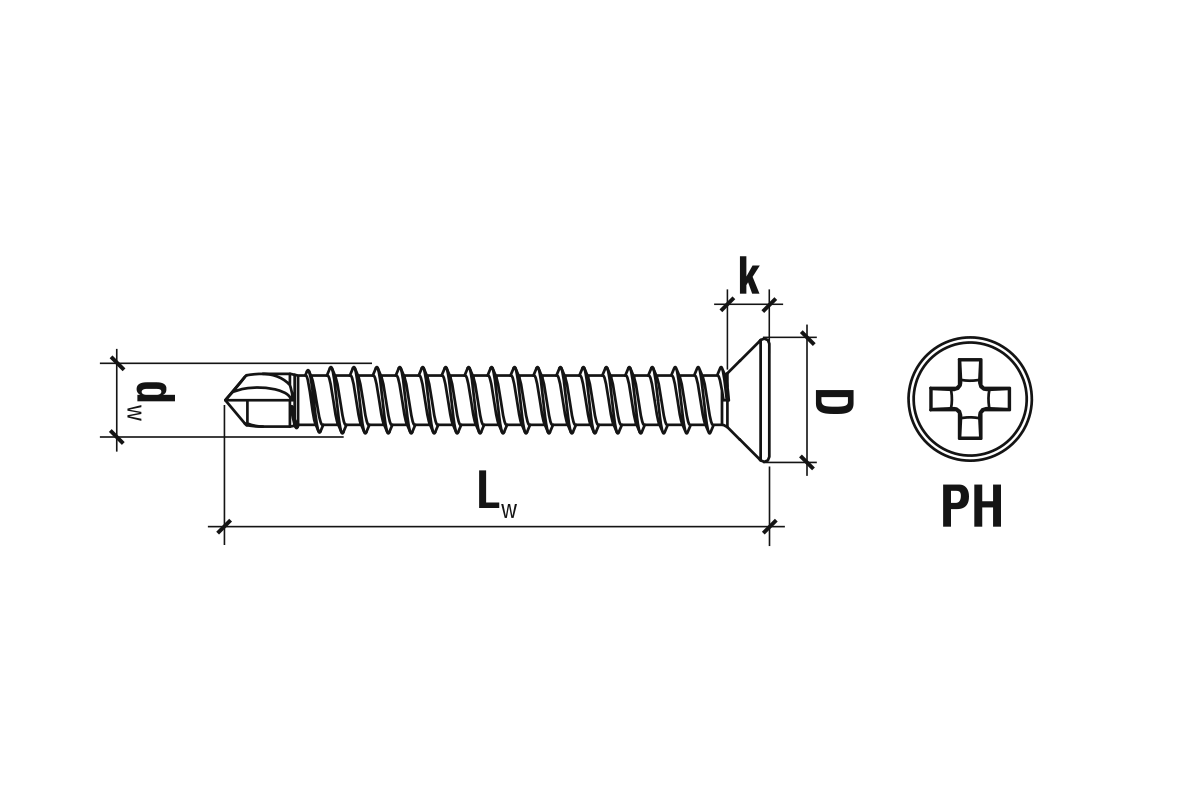 WSPCV - Holzșurub autoforant pentru PVC